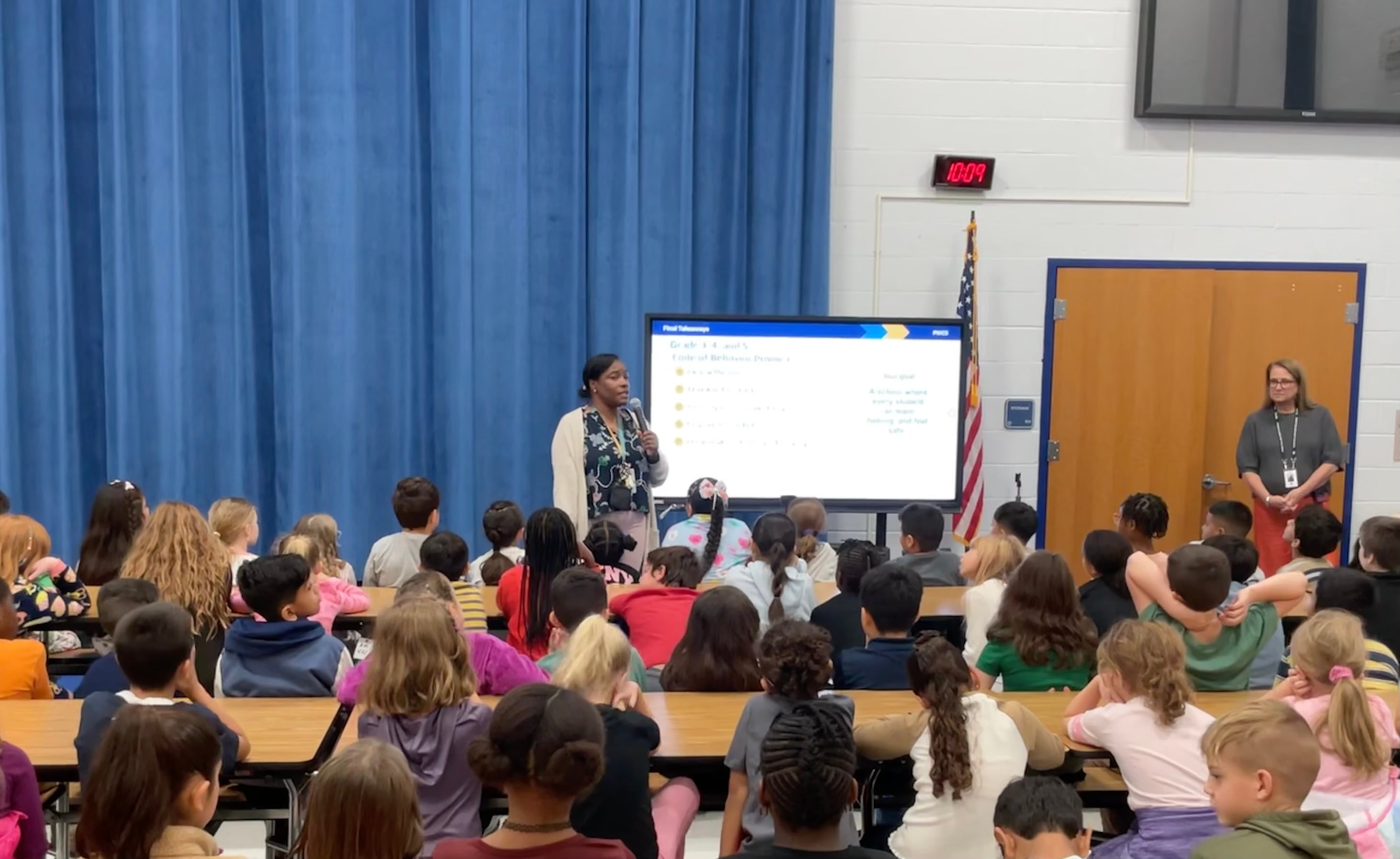 Ms. Schwartz led our students in the Bennett Bear Pledge. 